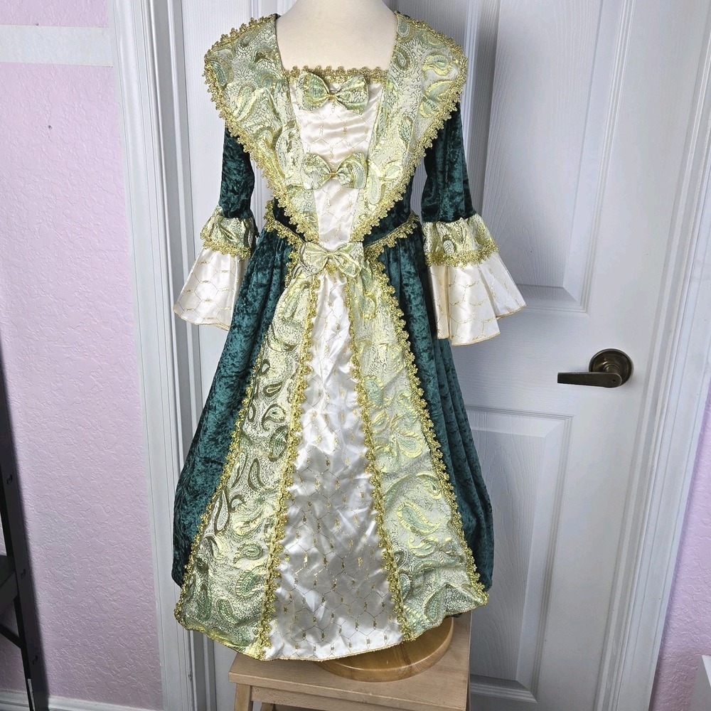 Green and Ivory Baroque Princess Costume Dress for Kids